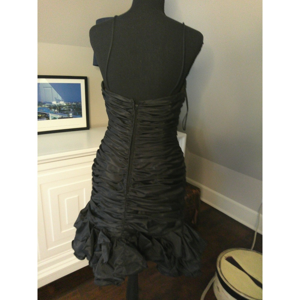 Chris Kole Cocktail Dress Womens Small Black Excellent Vintage Ruched Bubble Hem - Picture 13 of 14